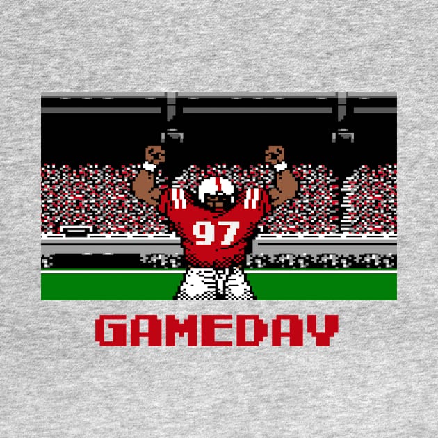 Red and White Football Gameday Retro 8 Bit Linebacker by SLAG_Creative